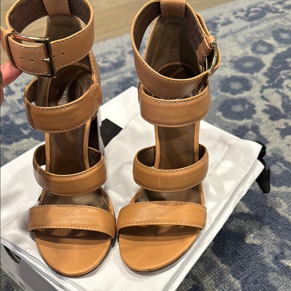 Tory Burch Tan Block Heel Sandals